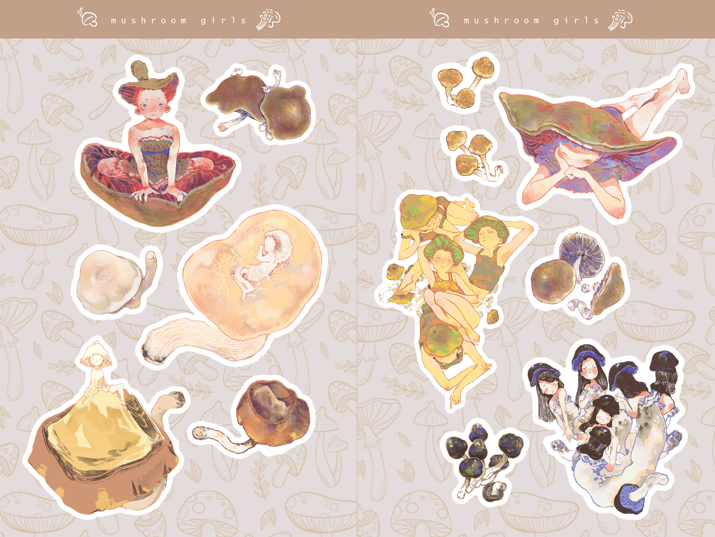 mushroom girls | 2 sticker sheets