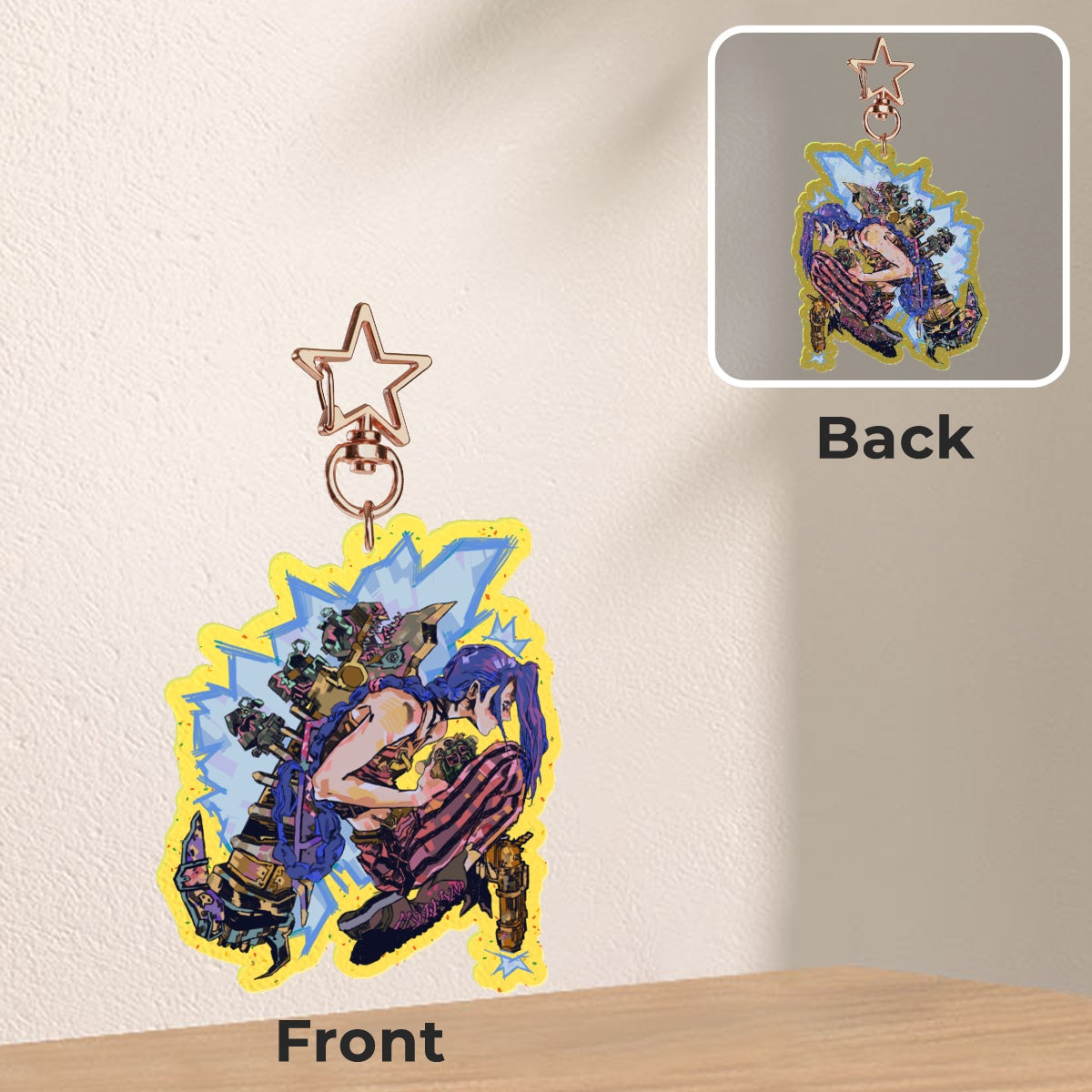 Arcane: Jinx | 7cm glitter colour-edge charm