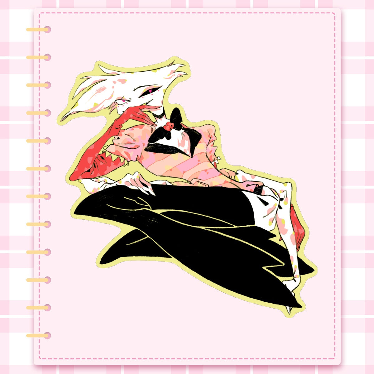 👹 🏨: angel dust | 3" sticker