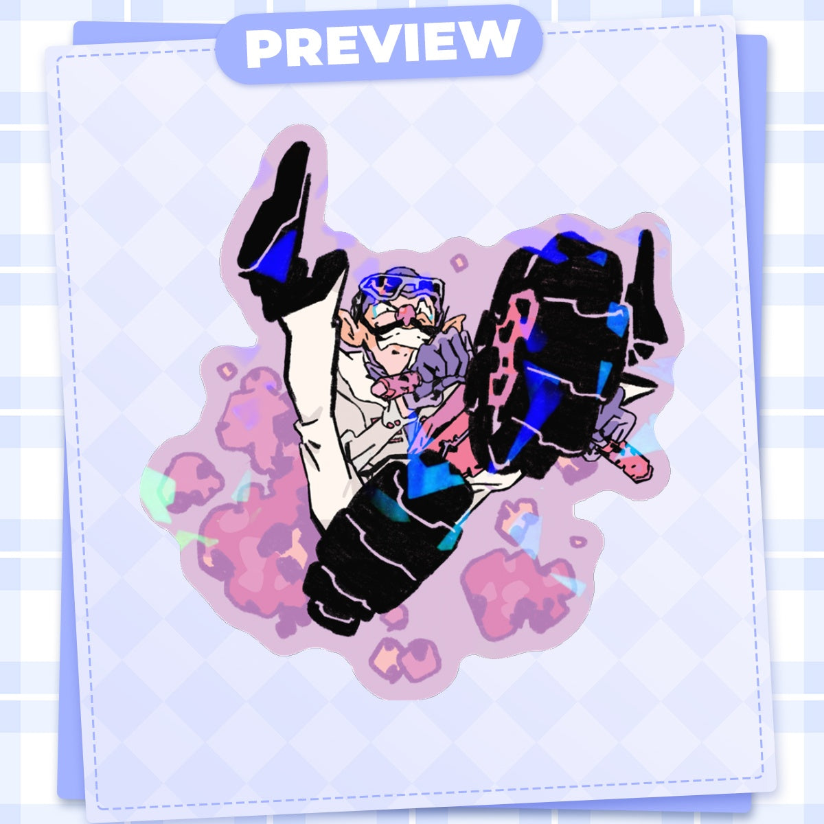 🏎️ : purple mushroom man | 3x3" sticker