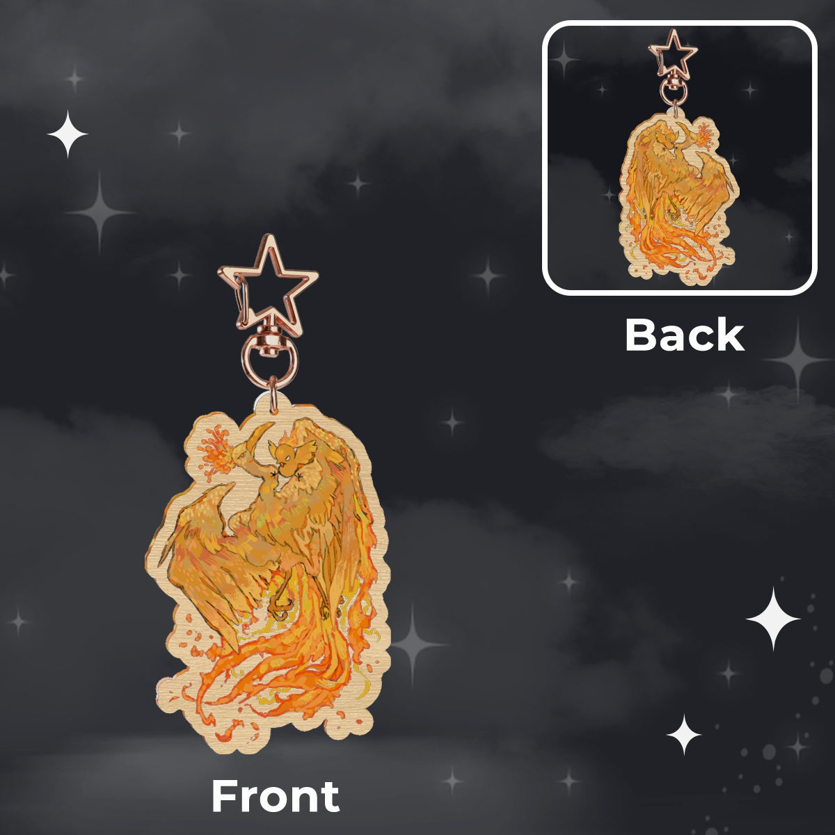 🪩: suzaku | 2.75" wood charm