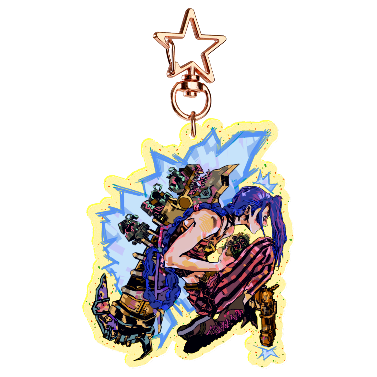 Arcane: Jinx | 7cm glitter colour-edge charm