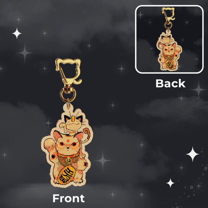 🪩: maneki neko  | 2.75" wood charm