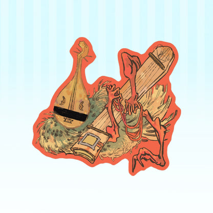 youkai: biwa | 3" sticker