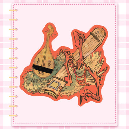 youkai: biwa | 3" sticker