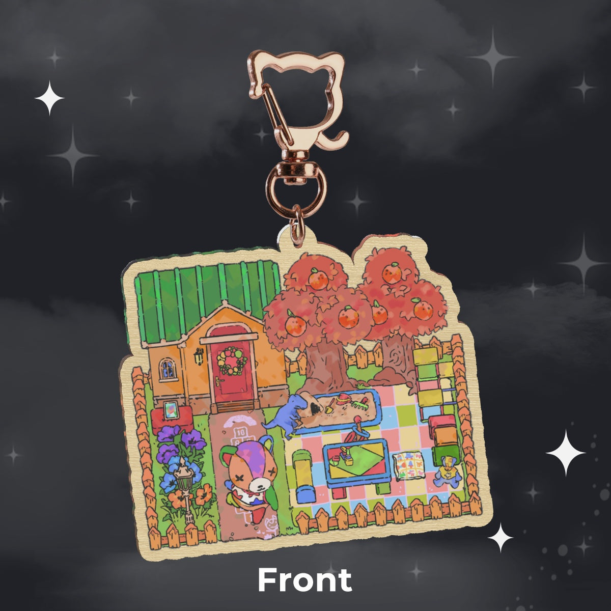 ac: stitches | 2.75" wood charm