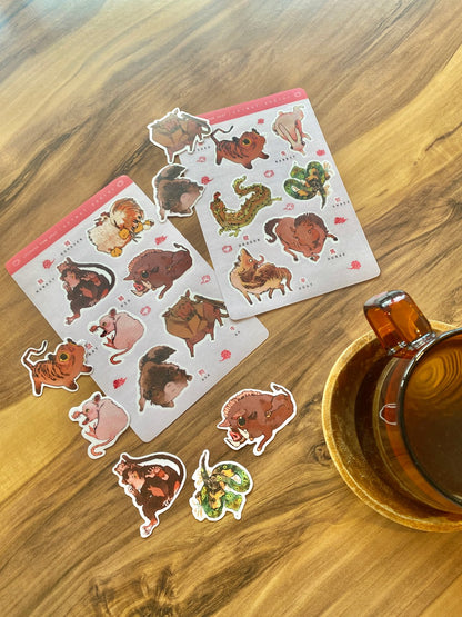 chinese zodiac | 2 sticker sheets