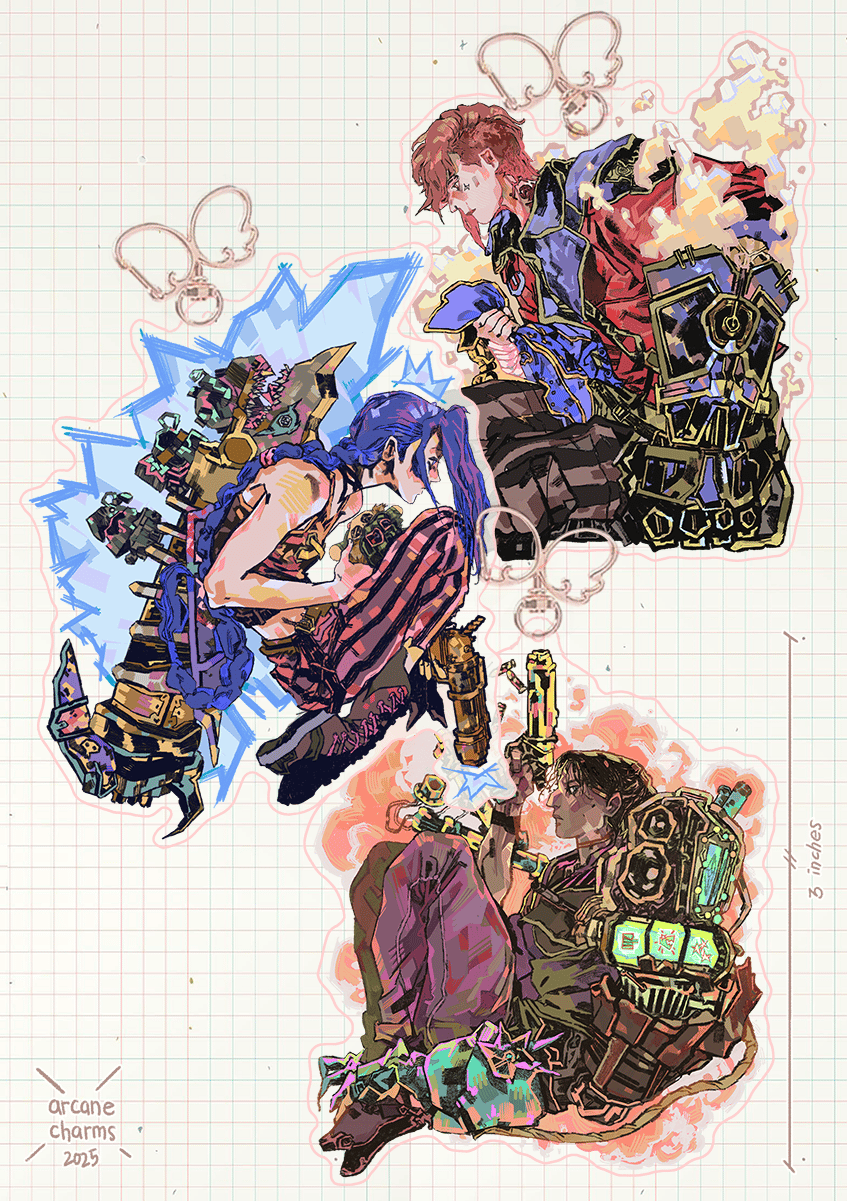  arcane charms | jinx, vi, sevika, caitlyn, viktor, jayce