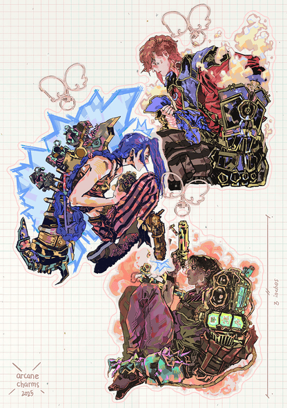  arcane charms | jinx, vi, sevika, caitlyn, viktor, jayce