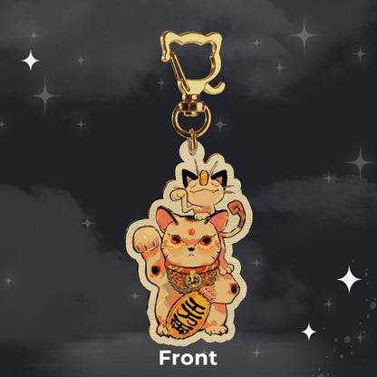 🪩: maneki neko  | 2.75" wood charm